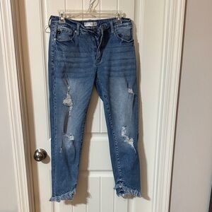 KanCan Ripped Frayed Hem Blue Skinny Jeans